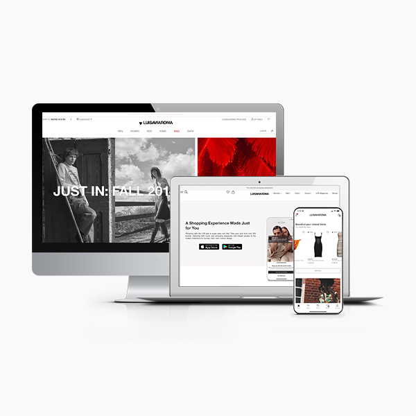 LuisaViaRoma e-commerce on desktop and app
